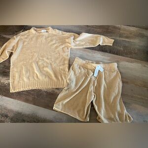 Topman mens beige Knitwear shorts(L) and sweater(S)